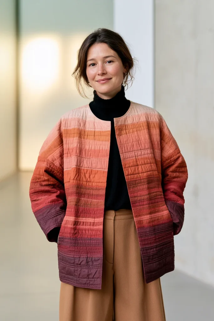 Ombre Quilted Jacket in Golden Harvest Tones