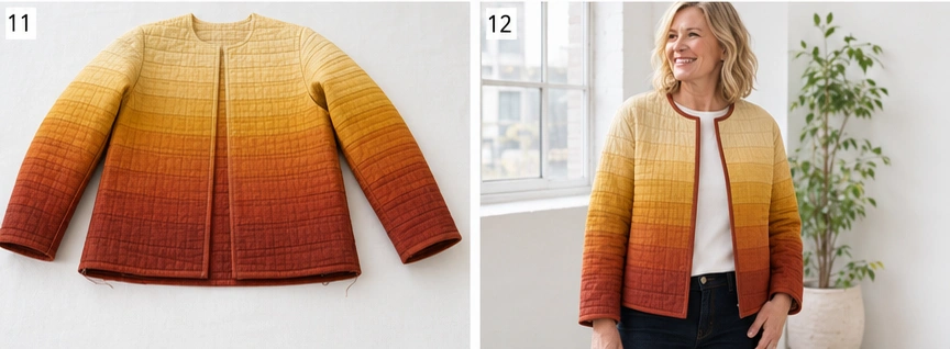 Ombre Quilted Jacket in Golden Harvest Tones