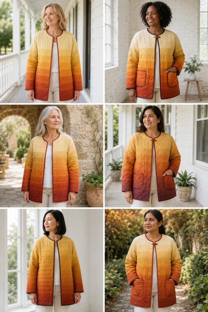 Ombre Quilted Jacket in Golden Harvest Tones