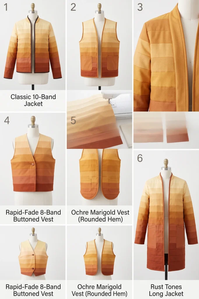 Ombre Quilted Jacket in Golden Harvest Tones