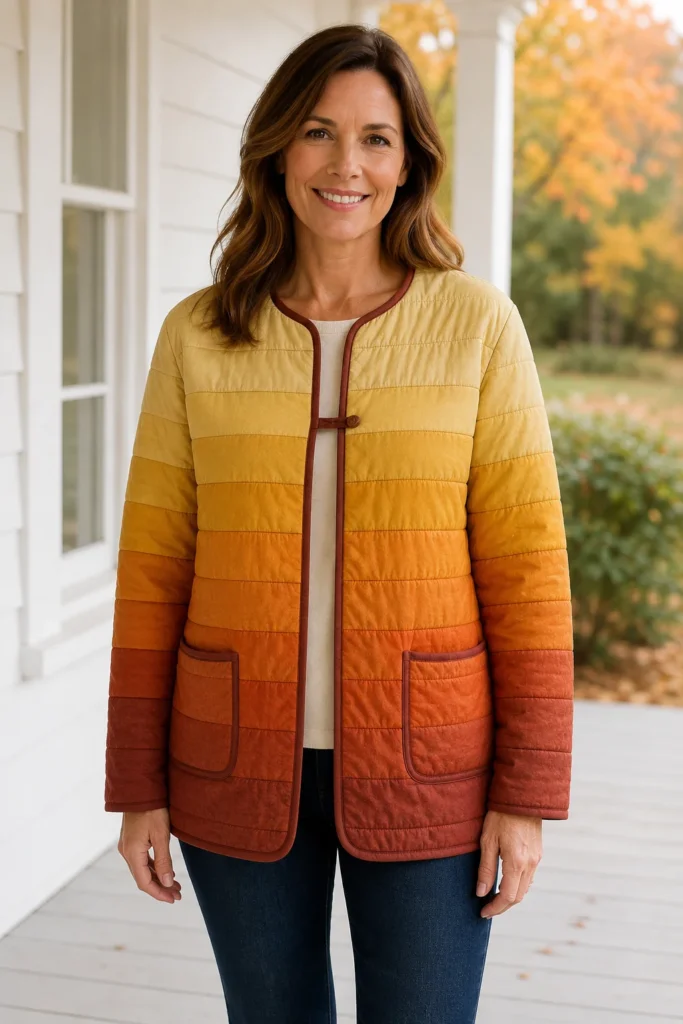 Ombre Quilted Jacket in Golden Harvest Tones