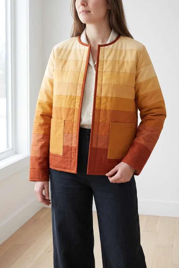 Ombre Quilted Jacket in Golden Harvest Tones