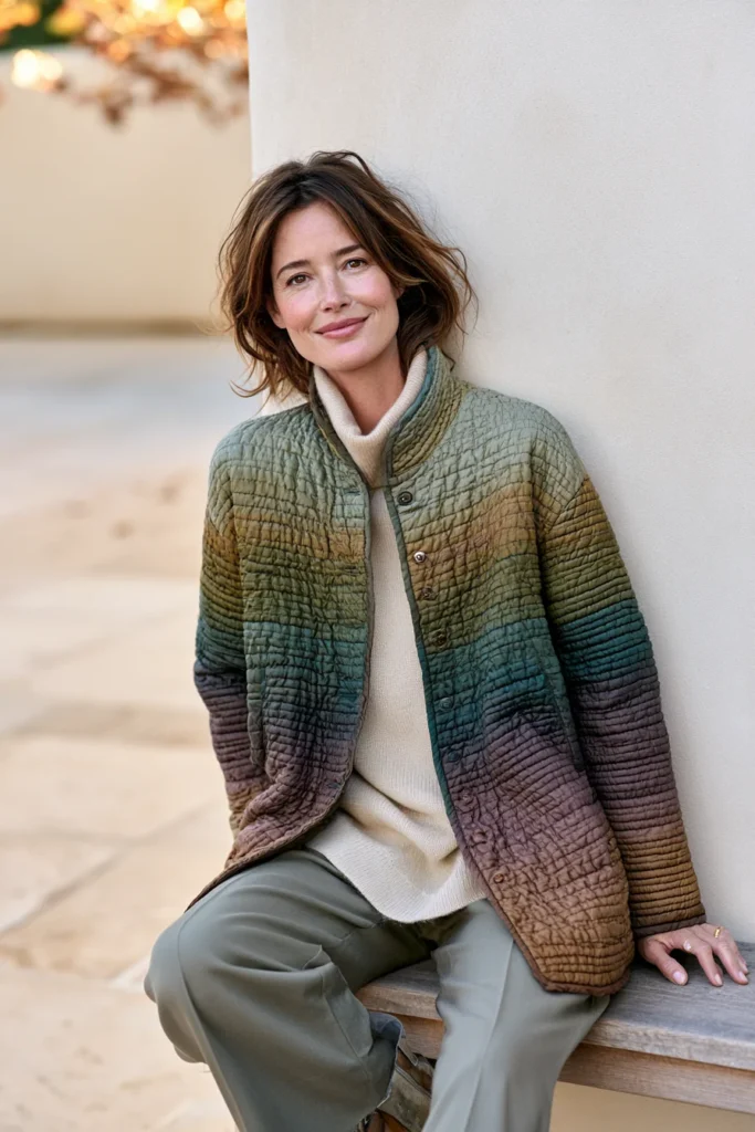 Ombre Quilted Jacket in Golden Harvest Tones