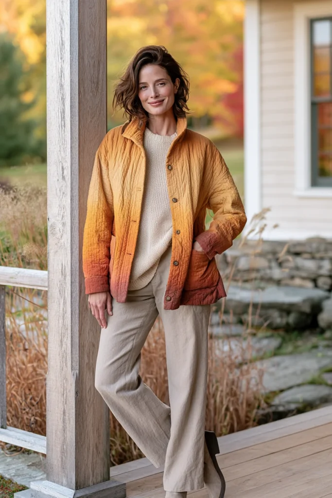 Ombre Quilted Jacket in Golden Harvest Tones