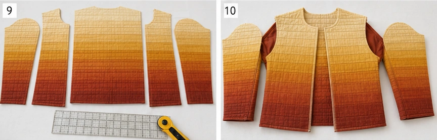 Ombre Quilted Jacket in Golden Harvest Tones