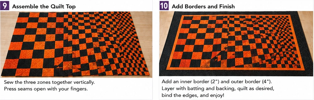 Orange and Black Checkerboard Quilt Layouts