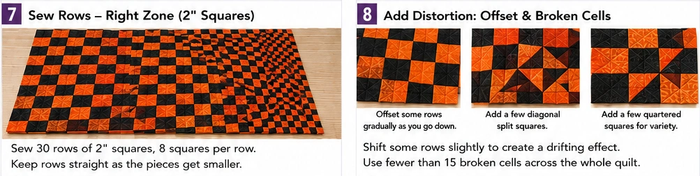 Orange and Black Checkerboard Quilt Layouts