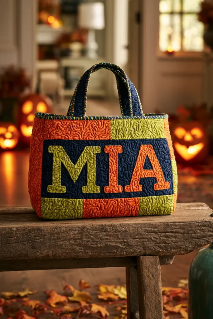 Personalized Quilted Halloween Bags with Kids’ Names