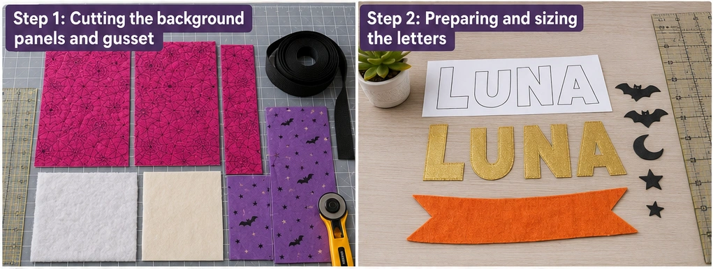 Personalized Quilted Halloween Bags with Kids’ Names