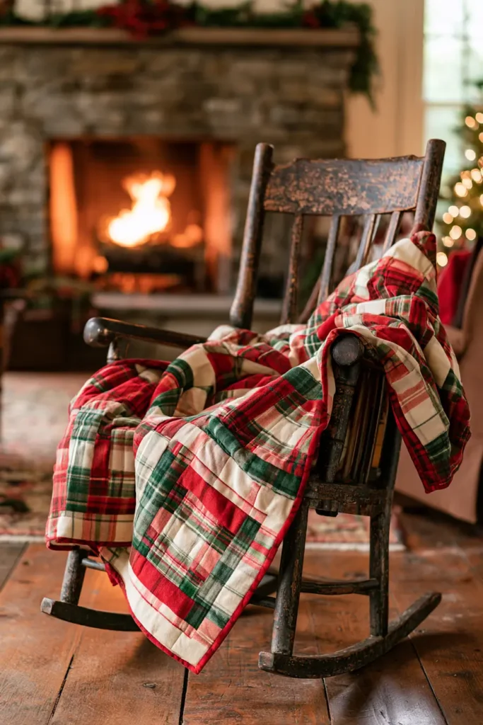 Plaid Flannel Jelly Roll Christmas Quilt for Rustic Farmhouse Warmth