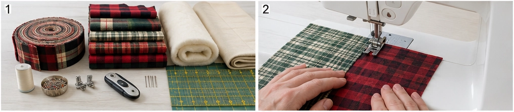 Plaid Flannel Jelly Roll Christmas Quilt for Rustic Farmhouse Warmth