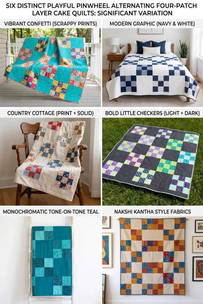 Playful Pinwheel Layer Cake Quilt for Movement and Charm