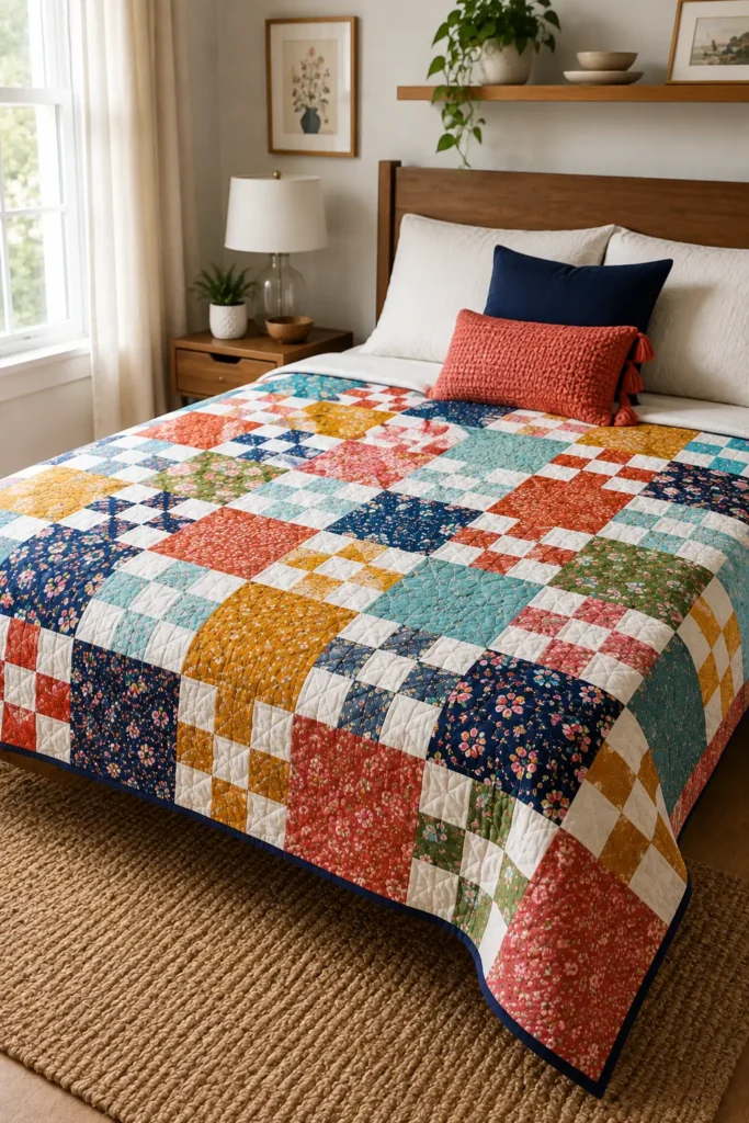 Playful Pinwheel Layer Cake Quilt for Movement and Charm