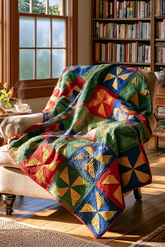 Playful Pinwheel Layer Cake Quilt for Movement and Charm