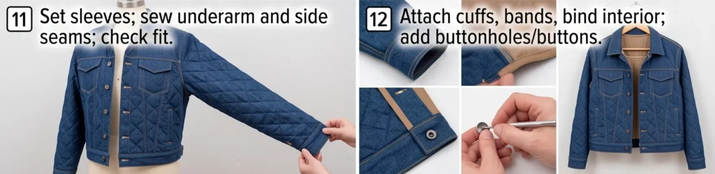 Quilted Denim Jacket for Casual Fall Street Style