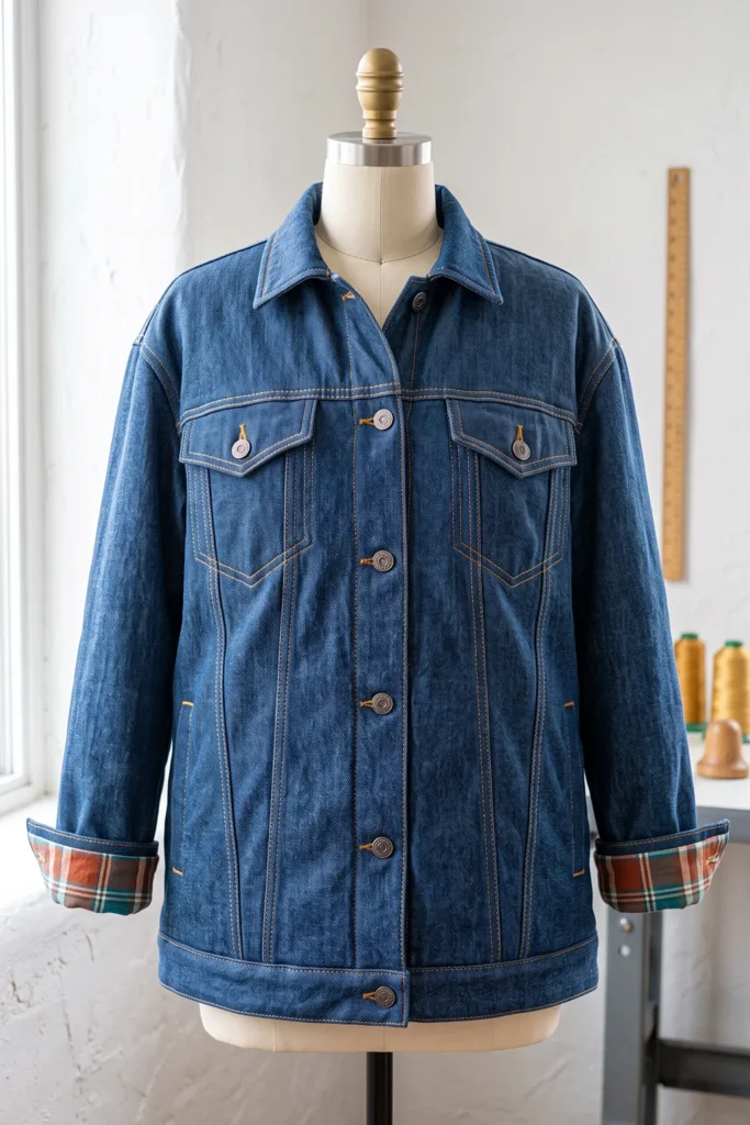 Quilted Denim Jacket for Casual Fall Street Style