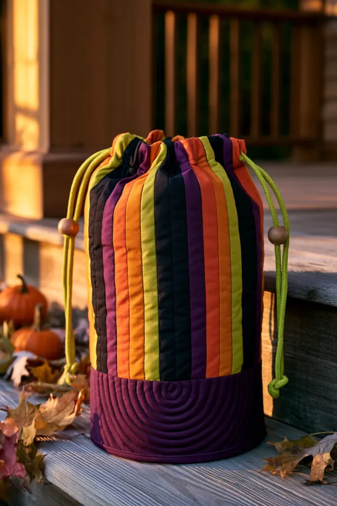 Quilted Drawstring Bucket Sacks for Halloween Candy