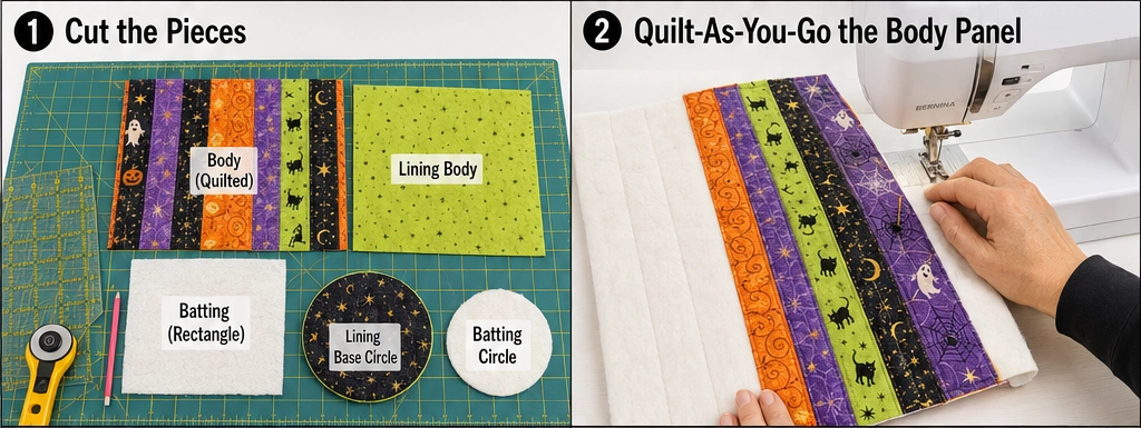 Quilted Drawstring Bucket Sacks for Halloween Candy