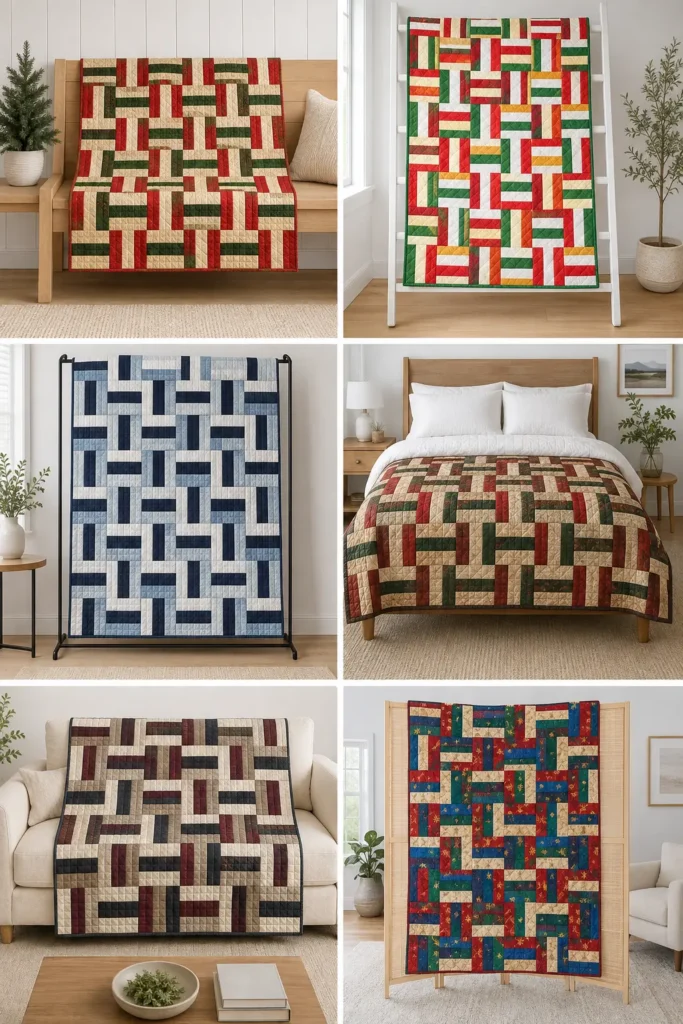 Rail Fence Jelly Roll Christmas Quilt