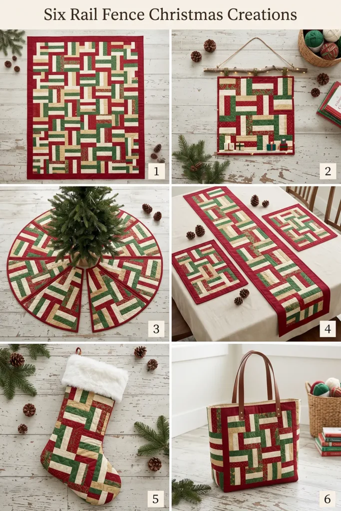 Rail Fence Jelly Roll Christmas Quilt