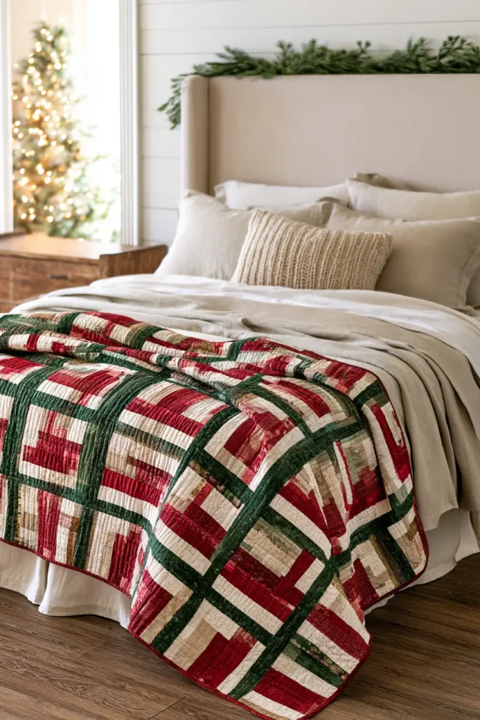 Rail Fence Jelly Roll Christmas Quilt