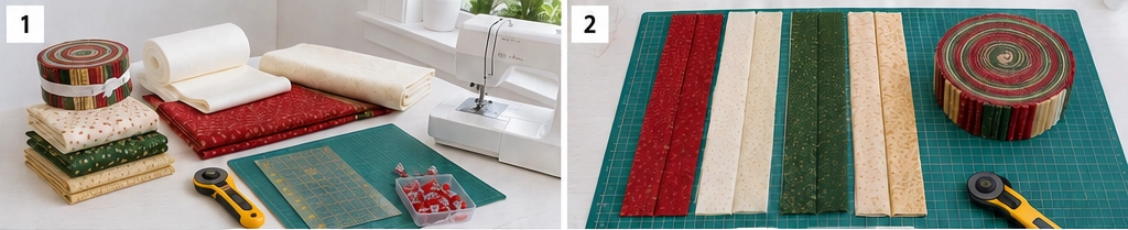 Rail Fence Jelly Roll Christmas Quilt