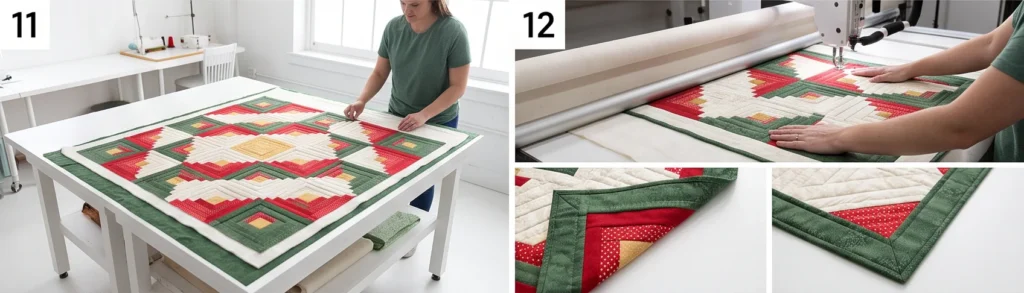 Red and Green Log Cabin Jelly Roll Quilt for Timeless Holiday Style