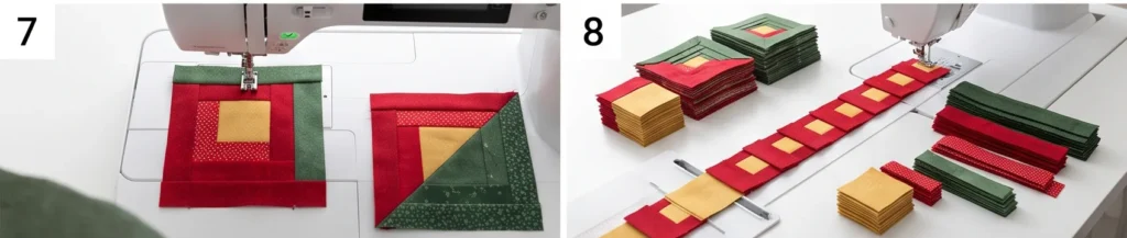 Red and Green Log Cabin Jelly Roll Quilt for Timeless Holiday Style