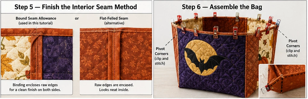Reversible Quilted Halloween and Fall Harvest Totes