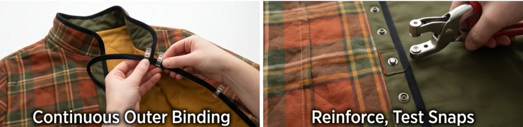 Reversible Quilted Jacket in Plaid and Solid for Versatile Fall Style