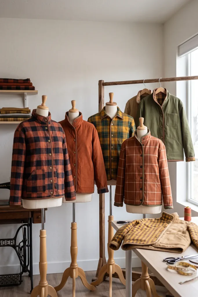 Reversible Quilted Jacket in Plaid and Solid for Versatile Fall Style