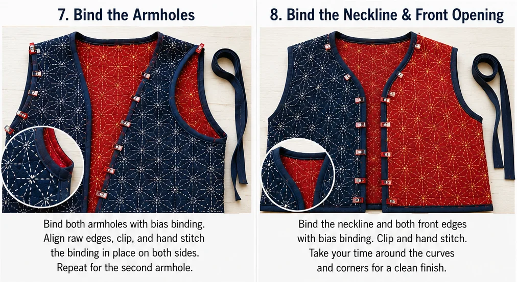 Reversible Sashiko Quilted Vest for Versatile Everyday Wear