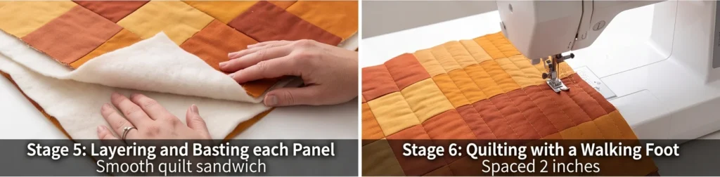 Rust and Amber Patchwork Quilted Jacket for Warm Fall Style