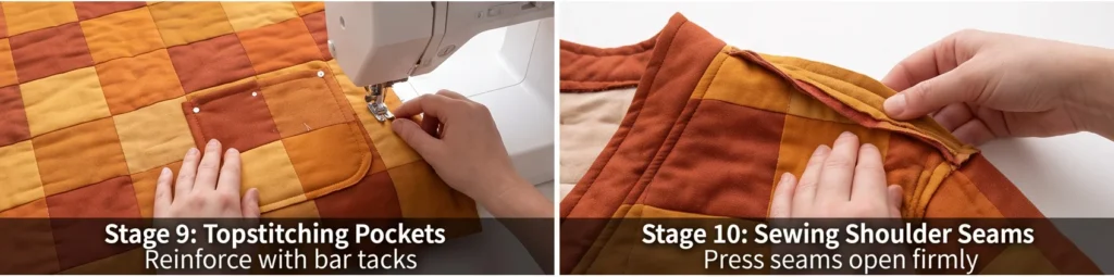Rust and Amber Patchwork Quilted Jacket for Warm Fall Style