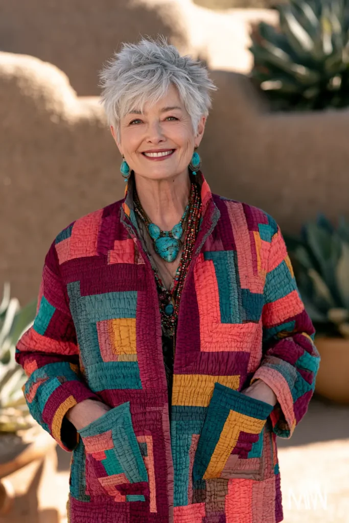 Scrappy Geometric Jelly Roll Quilted Jacket
