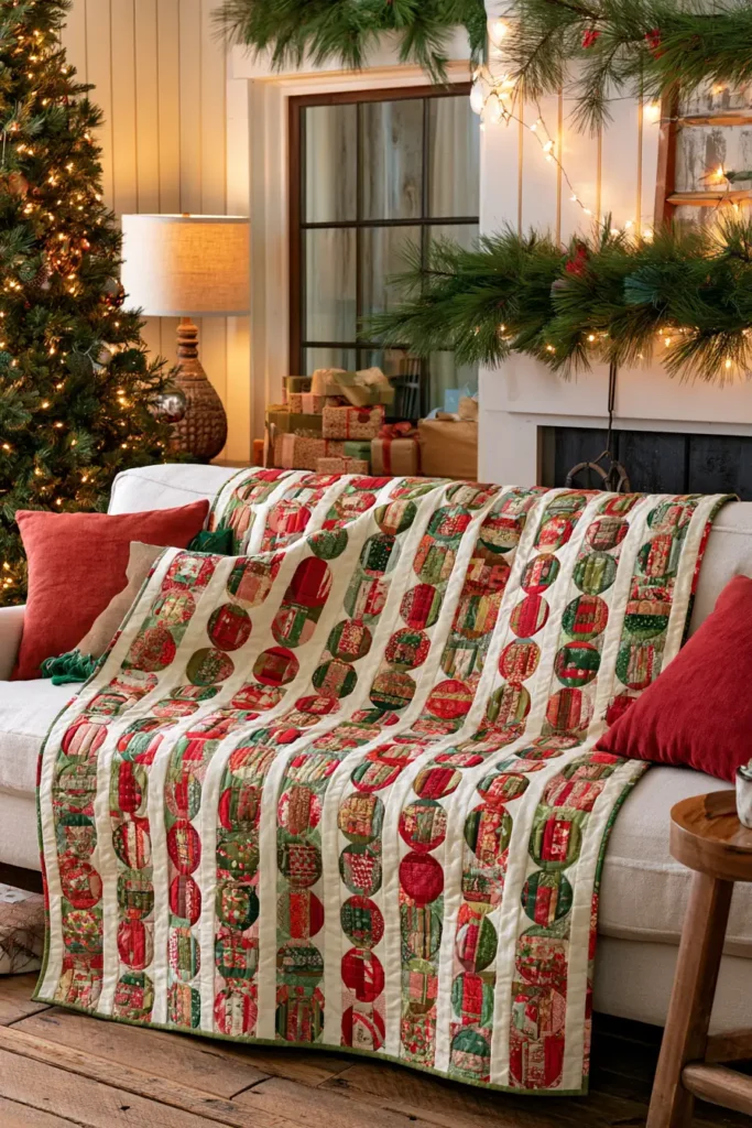 Scrappy Jelly Roll Christmas Throw for Colorful Holiday Comfort