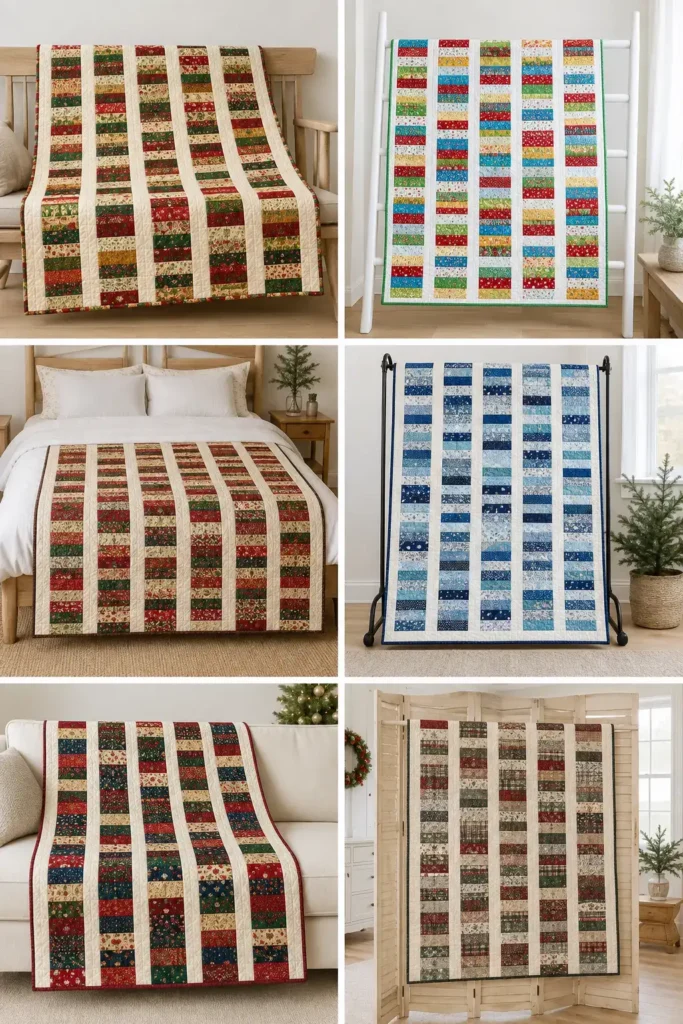Scrappy Jelly Roll Christmas Throw for Colorful Holiday Comfort