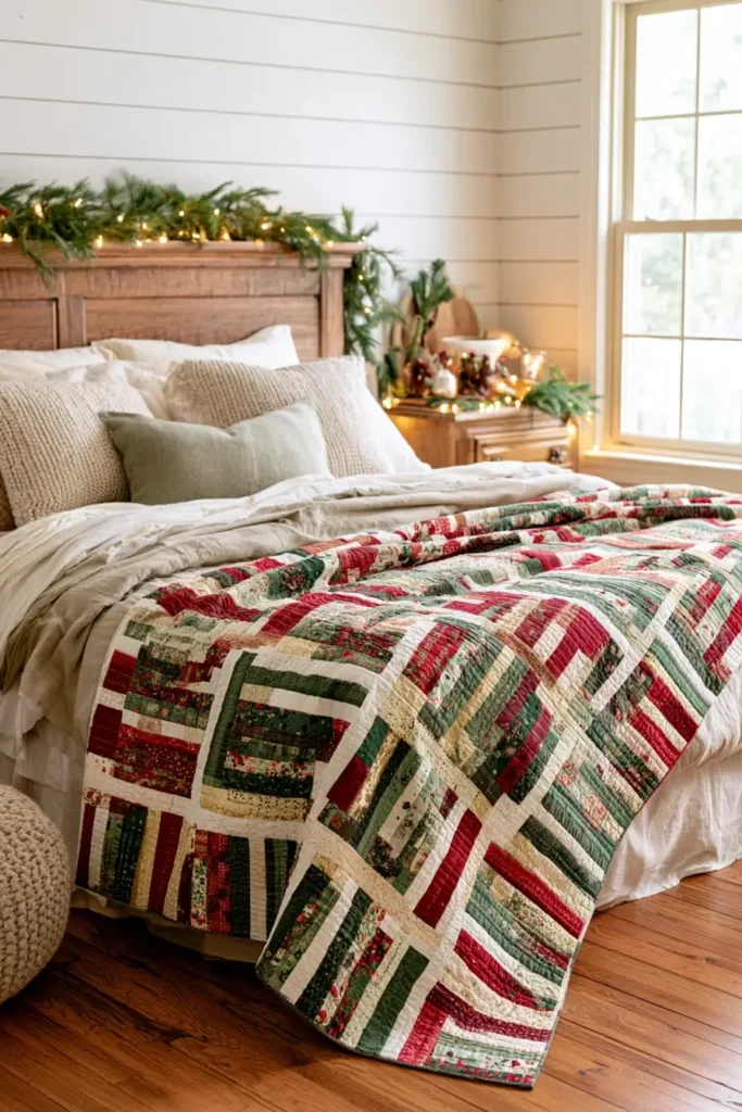Scrappy Jelly Roll Christmas Throw for Colorful Holiday Comfort