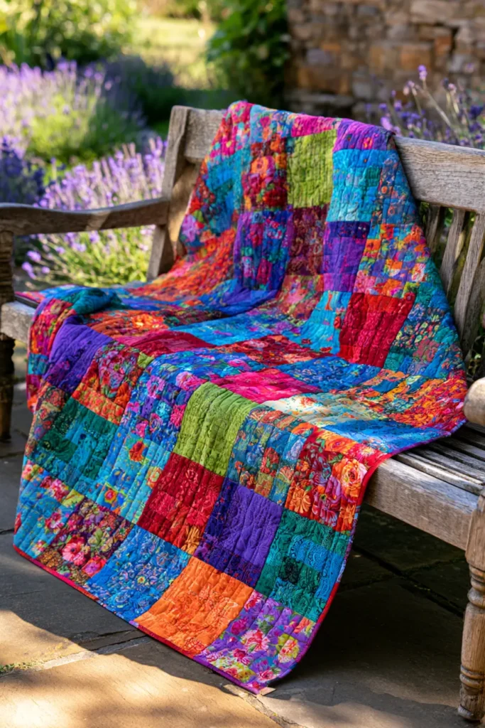 Scrappy Layer Cake Throw Quilt for Vibrant, Colorful Style