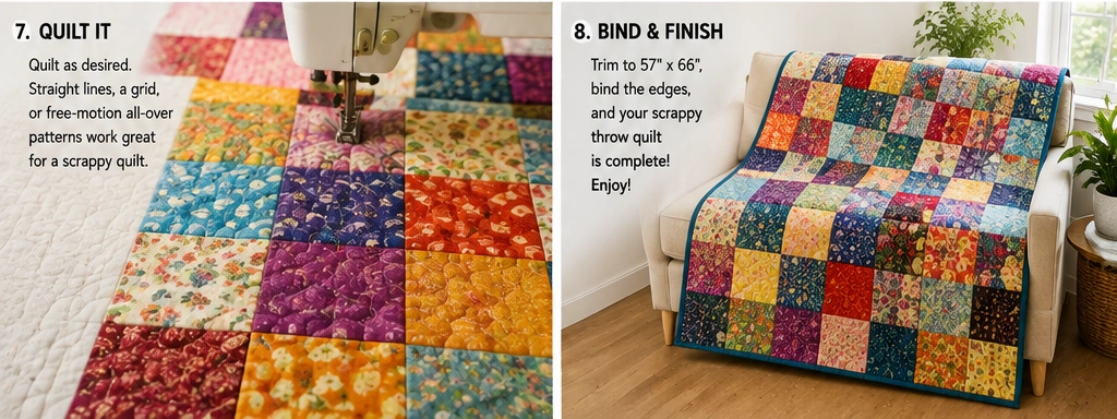 Scrappy Layer Cake Throw Quilt for Vibrant, Colorful Style