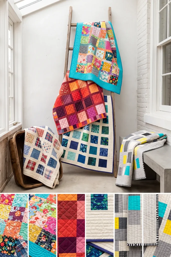 Scrappy Layer Cake Throw Quilt for Vibrant, Colorful Style