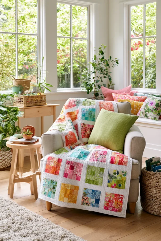 Scrappy Layer Cake Throw Quilt for Vibrant, Colorful Style