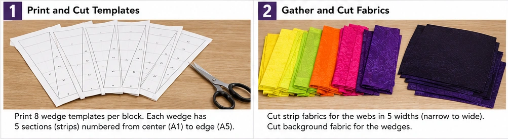 Spider Web Quilt Blocks with Foundation Paper Piecing