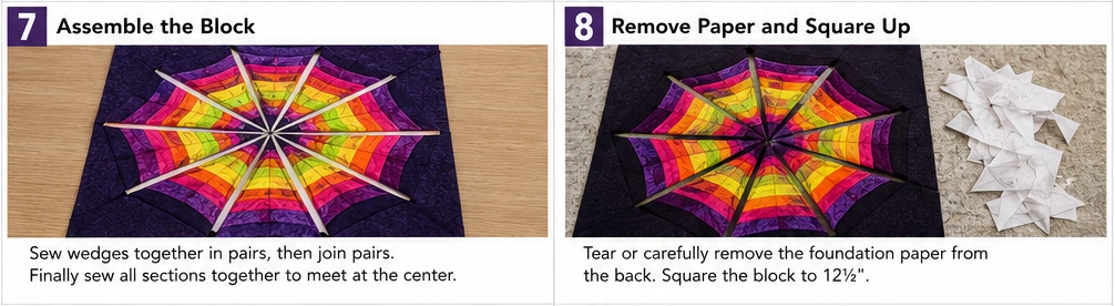 Spider Web Quilt Blocks with Foundation Paper Piecing