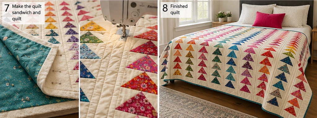 Striking Flying Geese Layer Cake Quilt for Directional Design