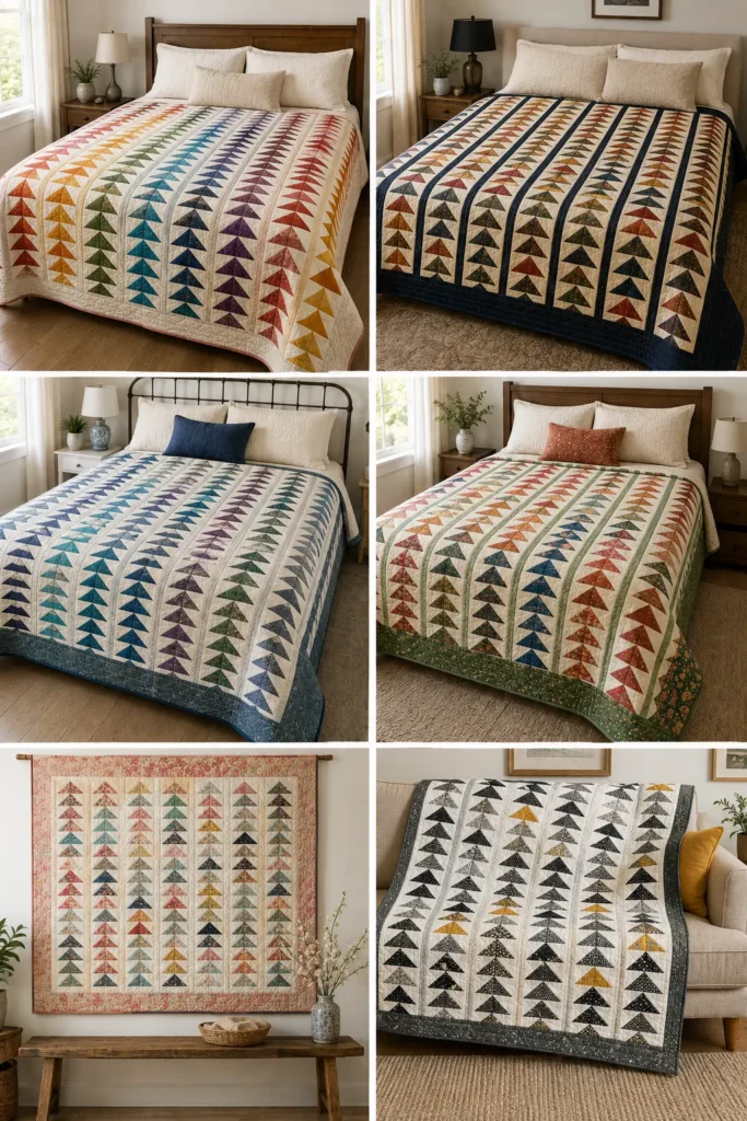 Striking Flying Geese Layer Cake Quilt for Directional Design