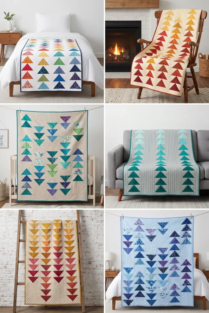 Striking Flying Geese Layer Cake Quilt for Directional Design