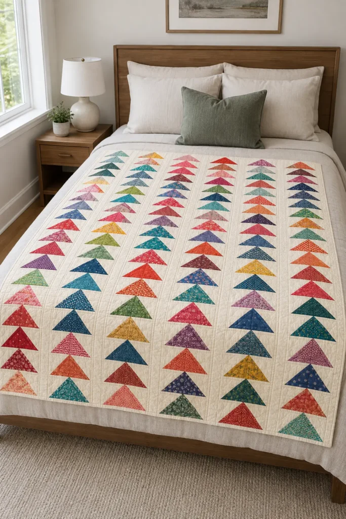 Striking Flying Geese Layer Cake Quilt for Directional Design