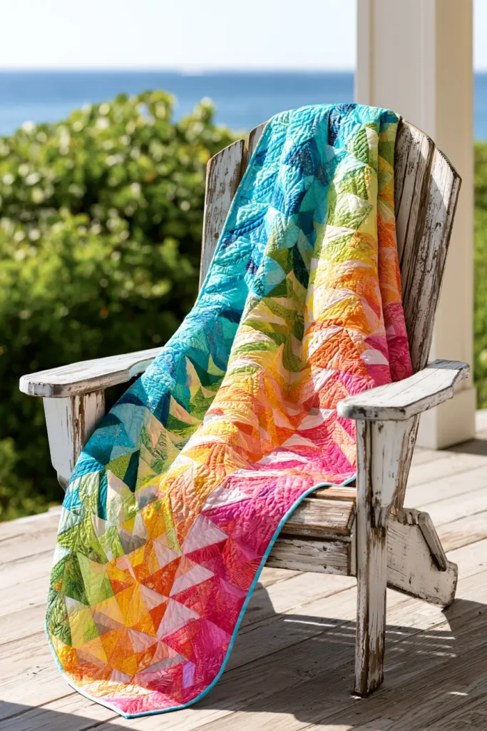 Striking Flying Geese Layer Cake Quilt for Directional Design
