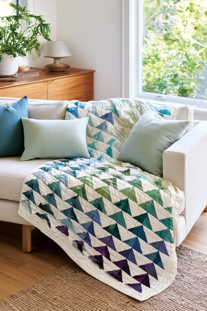 Striking Flying Geese Layer Cake Quilt for Directional Design